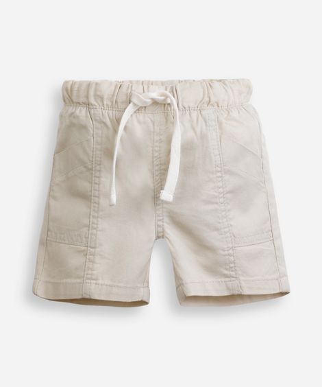 bermuda infantil bolsos frontais bege