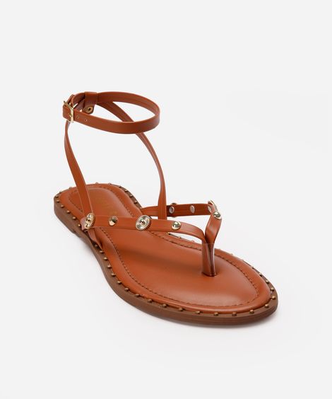 rasteirinha com tachas oneself marrom