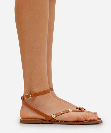 rasteirinha com tachas oneself marrom