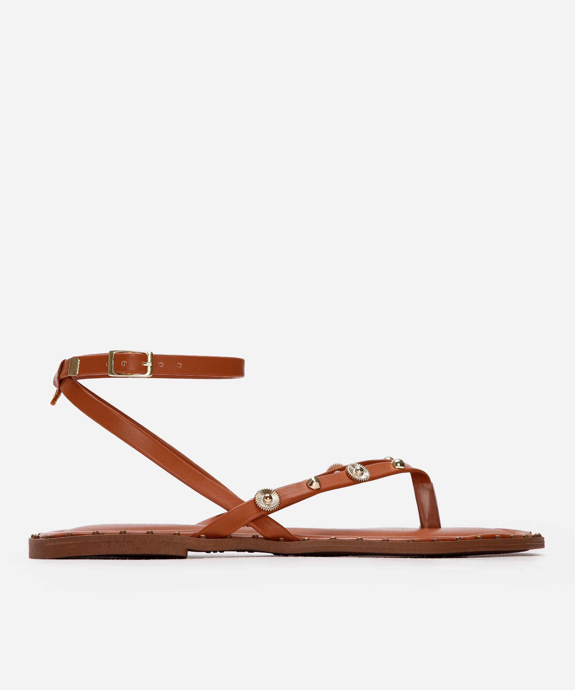 rasteirinha com tachas oneself marrom