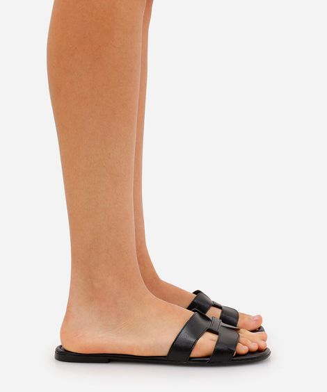 rasteirinha feminina com recorte oneself preta