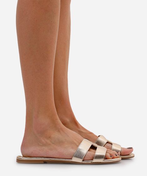 rasteirinha feminina com recorte oneself dourada