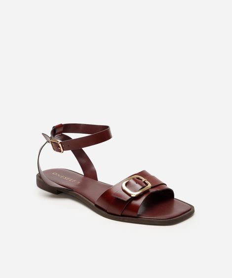 rasteirinha feminina com fivela oneself vinho
