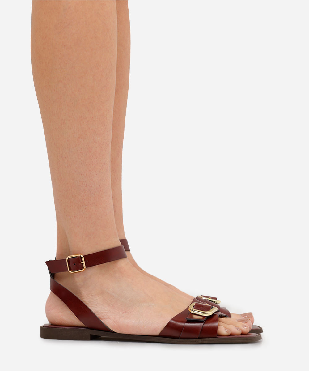 rasteirinha feminina com fivela oneself vinho
