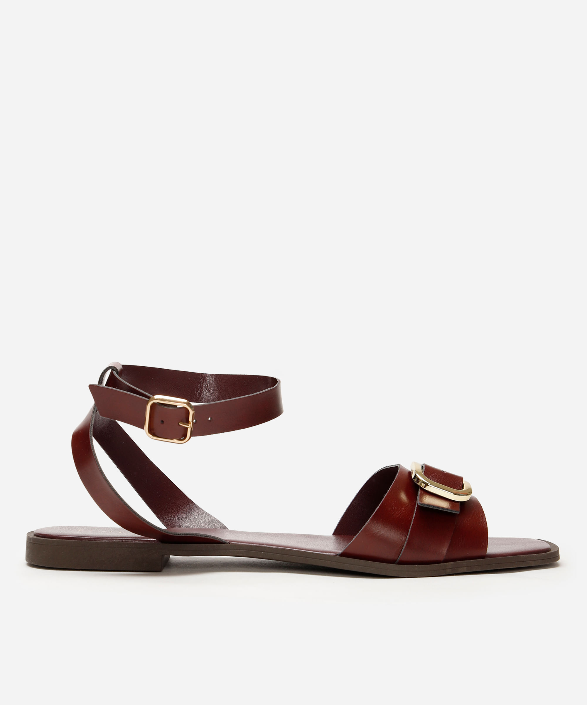 rasteirinha feminina com fivela oneself vinho