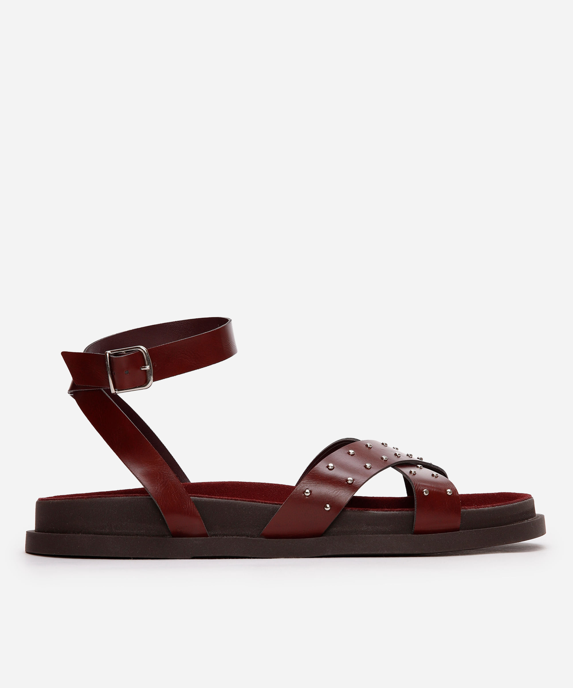 rasteirinha flatform com tachas vinho