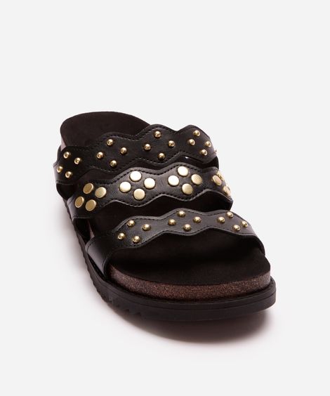 papete flatform feminina com tachas moleca preto