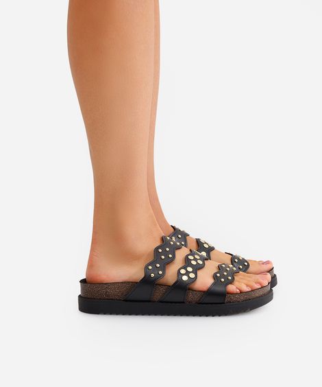 papete flatform feminina com tachas moleca preto