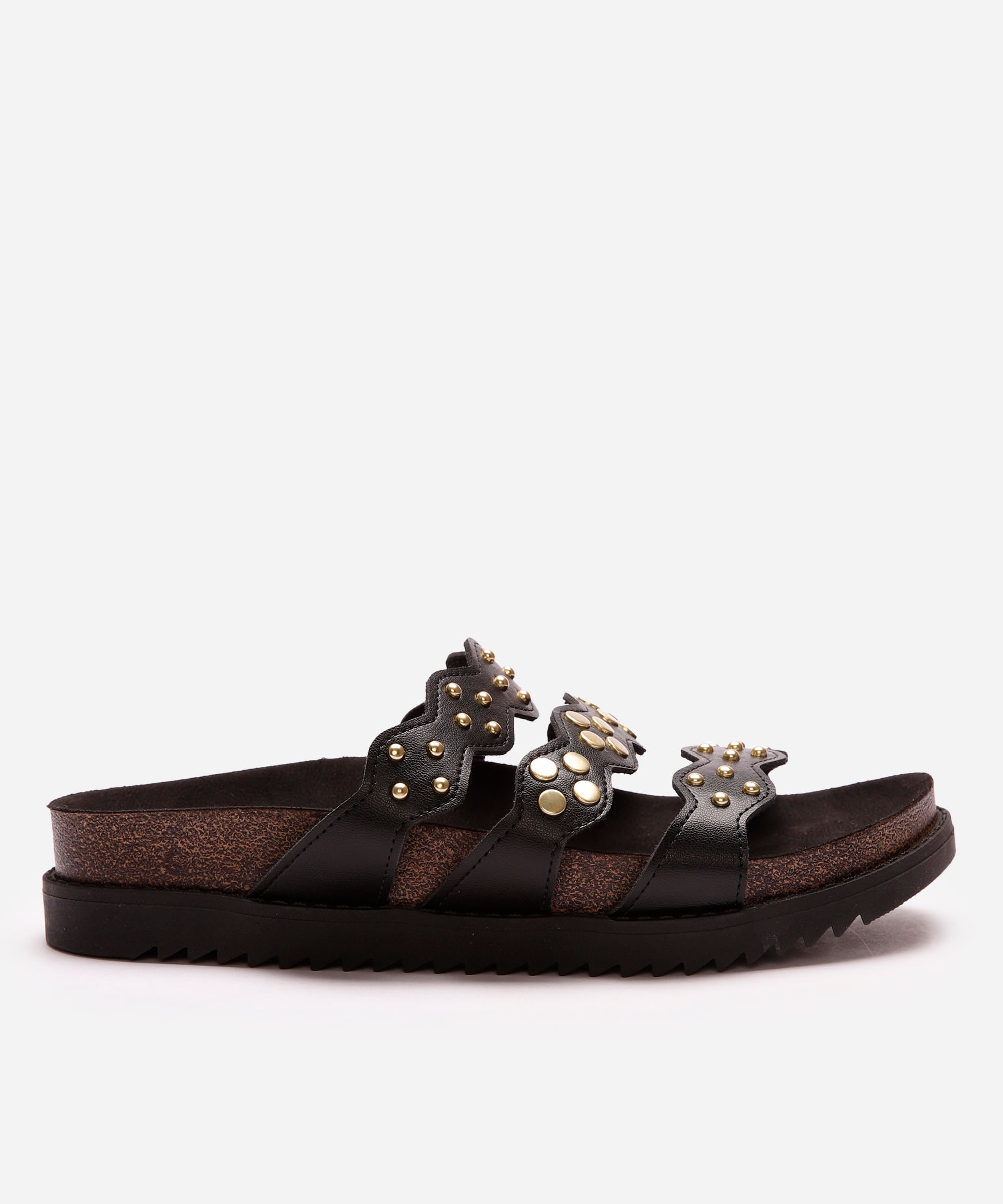 papete flatform feminina com tachas moleca preto