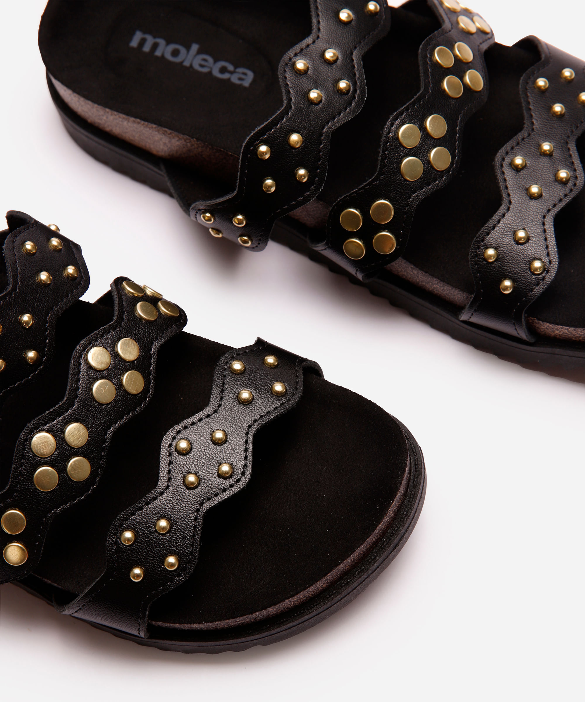 papete flatform feminina com tachas moleca preto