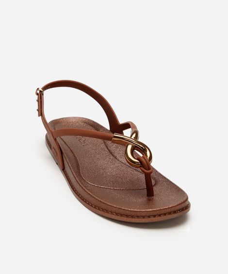 rasteirinha grendha com fecho marrom