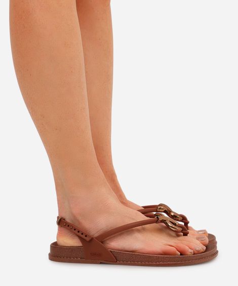 rasteirinha grendha com fecho marrom