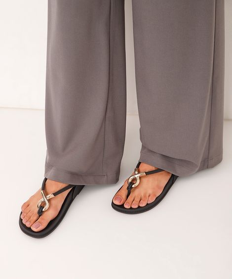 rasteirinha grendha com fecho preta