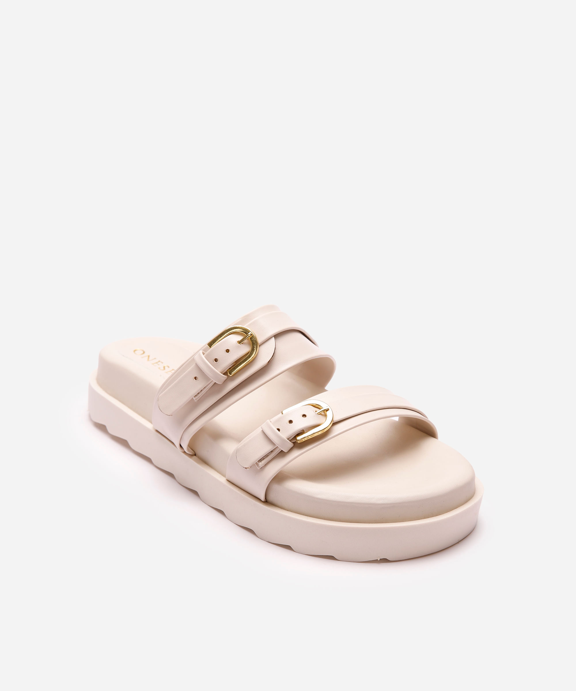 papete flatform feminina com fivelas oneself off white