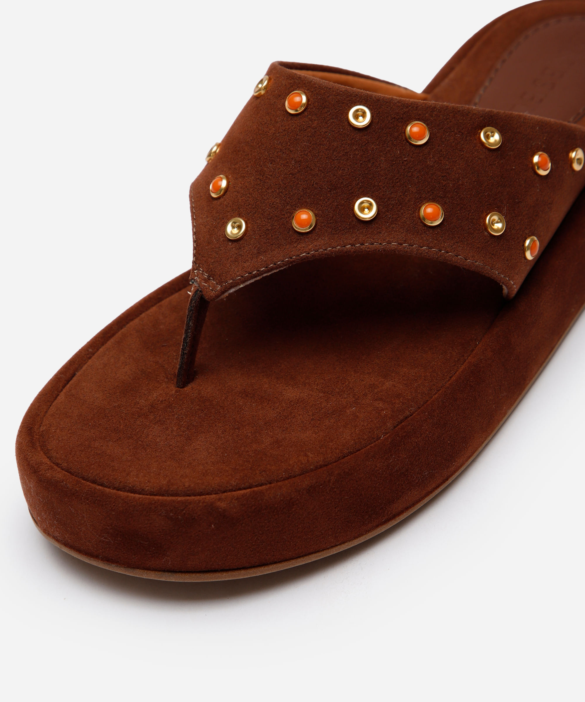 rasteirinha flatform com tachas texturizada oneself marrom