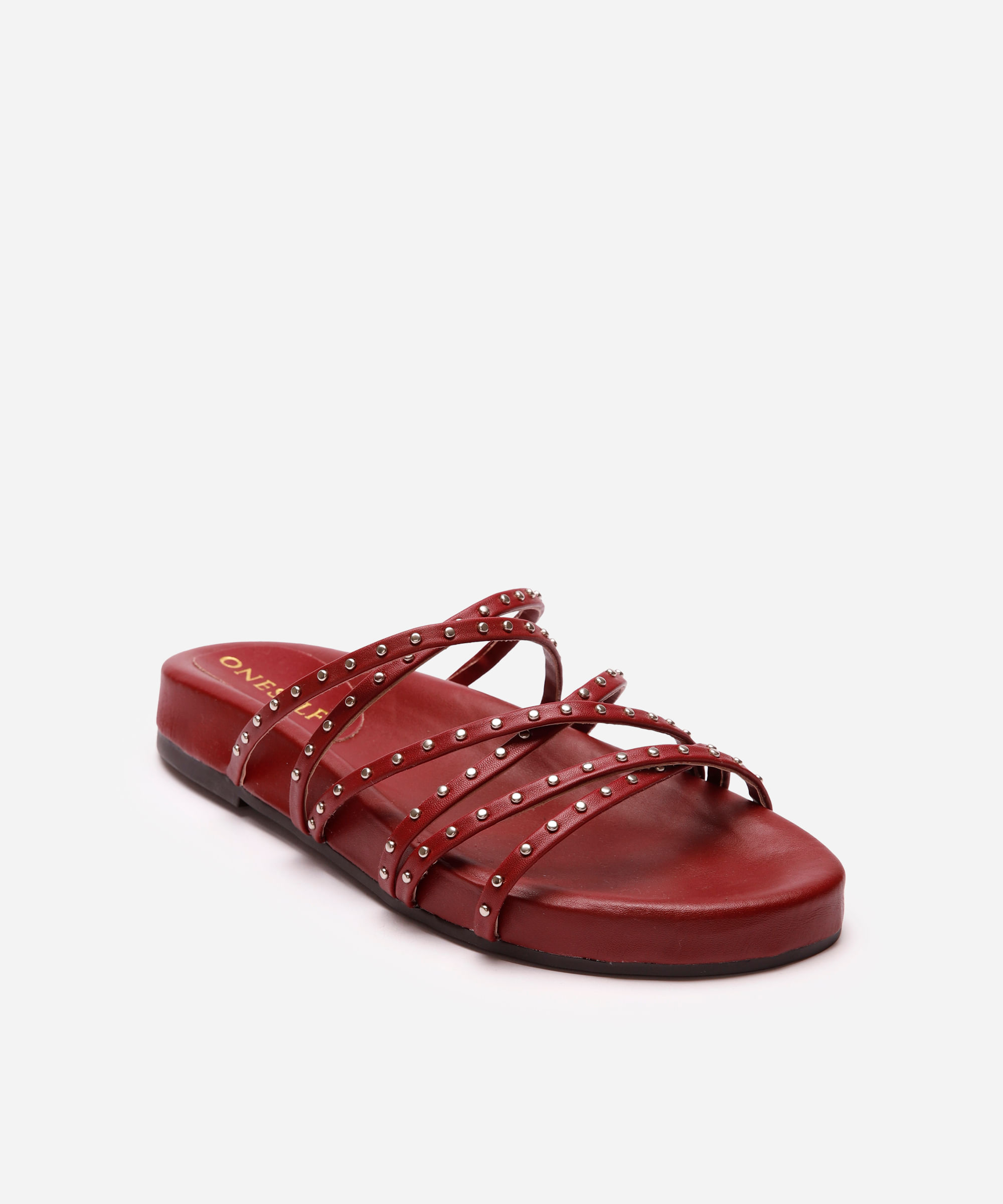 papete flatform feminina com tachas oneself vinho