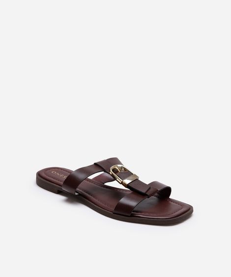 rasteirinha bico quadrado com fivela oneself vinho