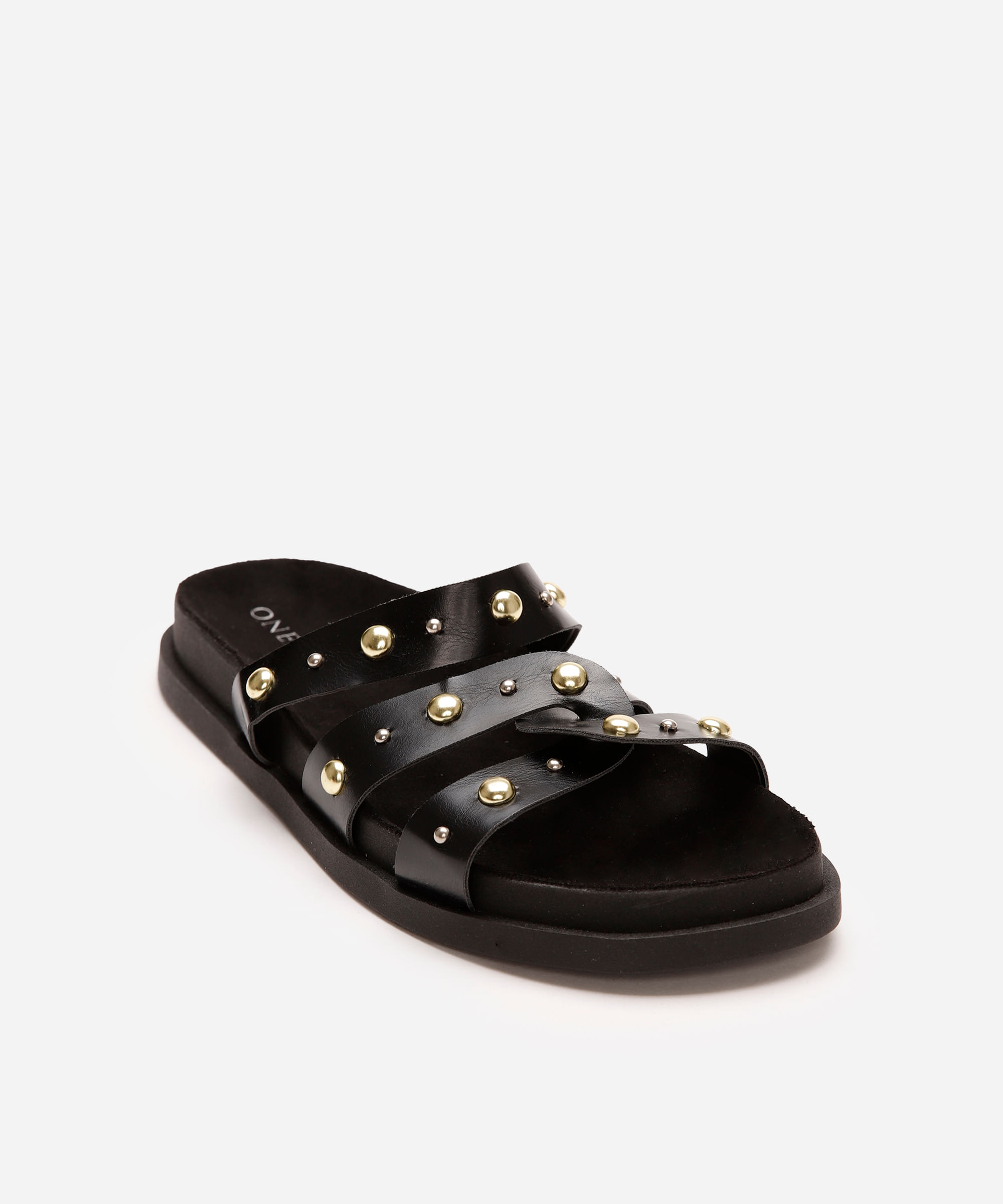rasteirinha flatform com tachas oneself preta