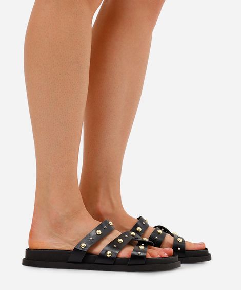 rasteirinha flatform com tachas oneself preta