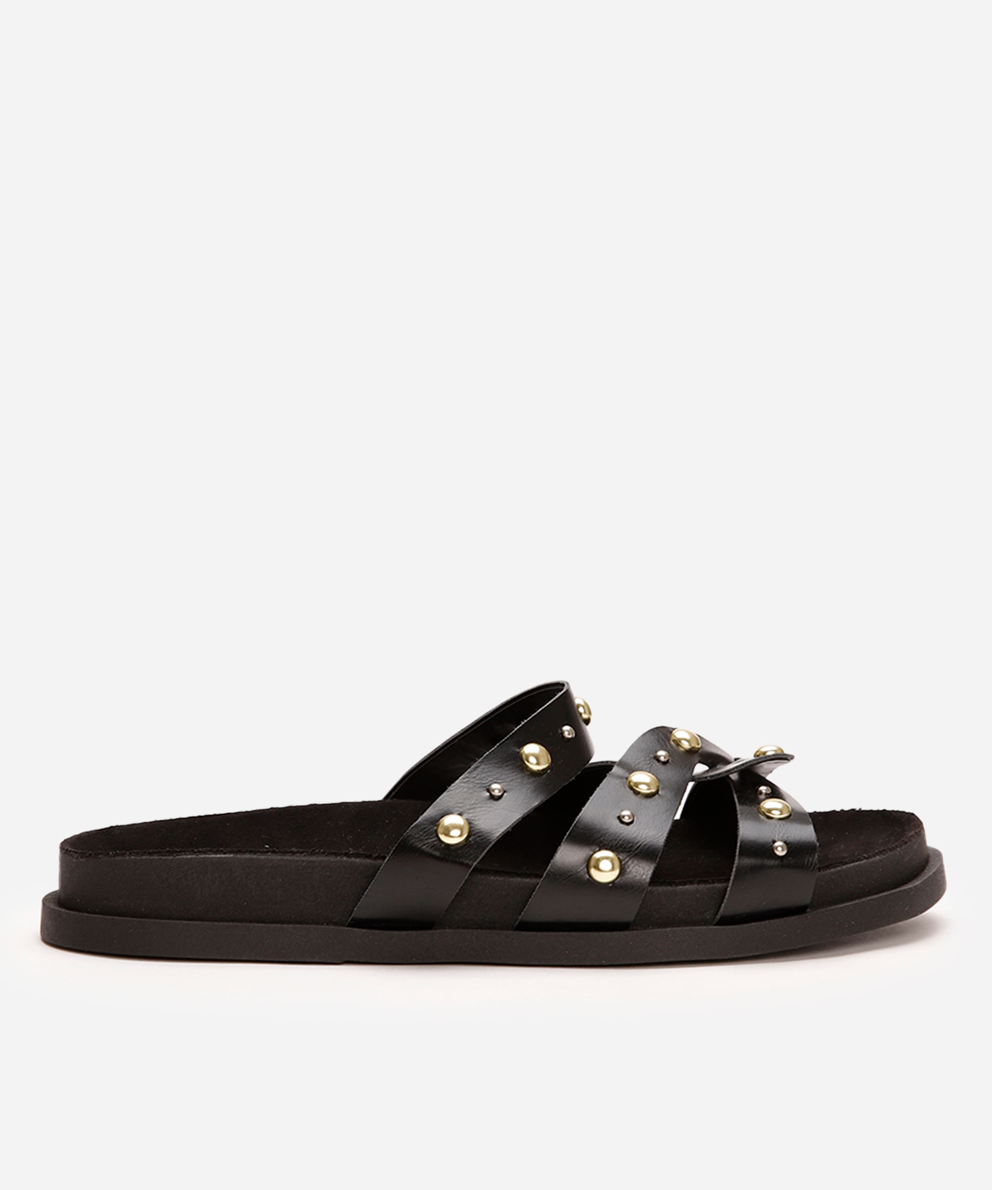 rasteirinha flatform com tachas oneself preta