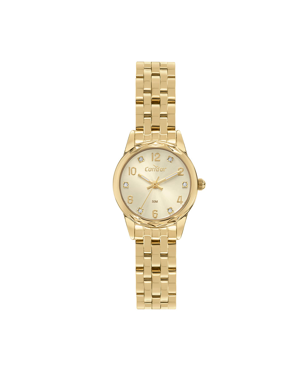 kit relógio feminino condor analógico co2035npkk4x dourado