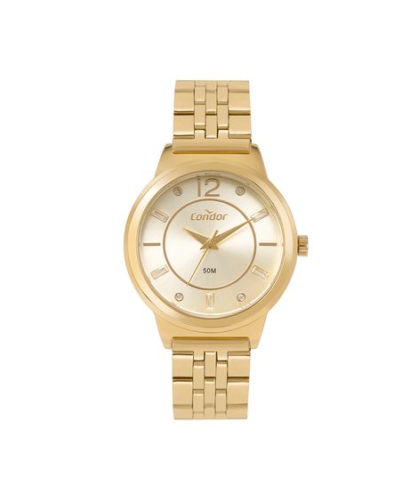 kit relógio feminino condor analógico co2035nask4d dourado