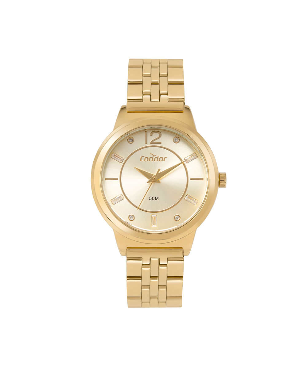 kit relógio feminino condor analógico co2035nask4d dourado