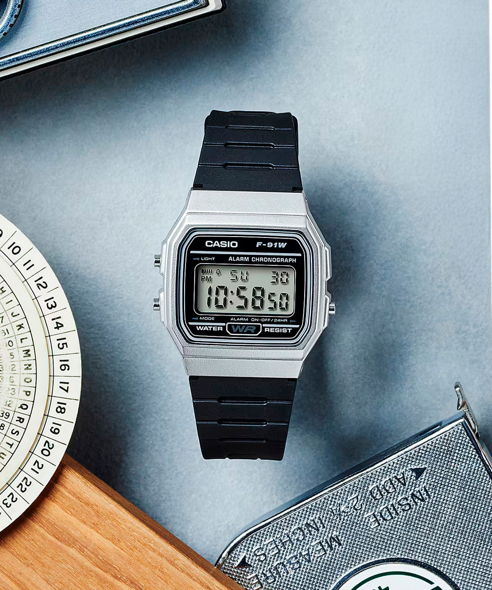 relógio masculino casio digital f 91wm 7adf prateado