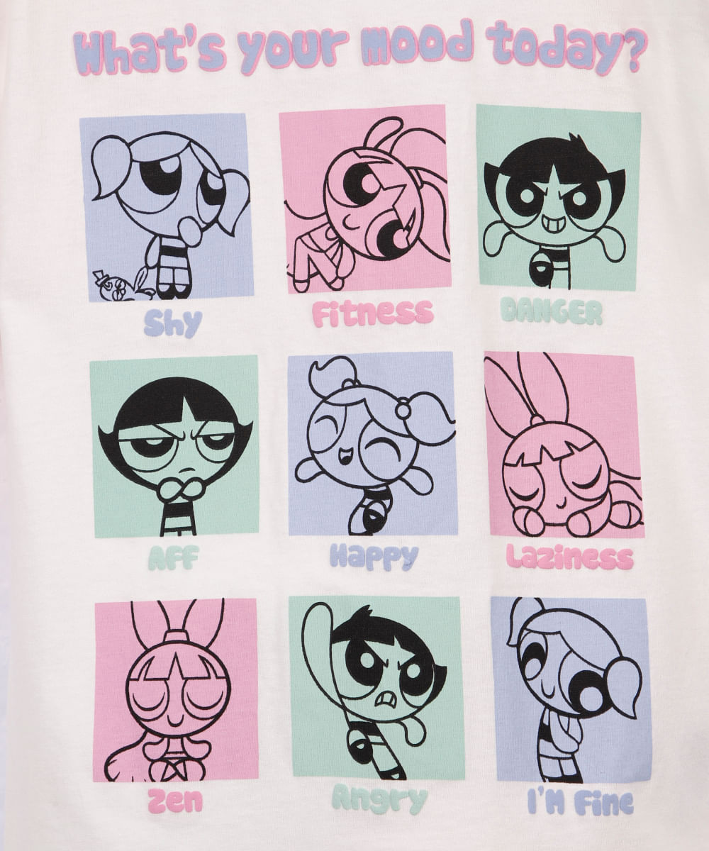 pijama curto infantil de algodão meninas super poderosas off white