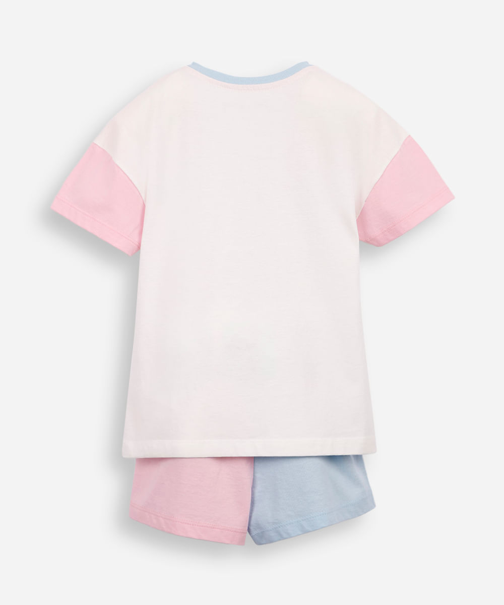 pijama curto infantil de algodão meninas super poderosas off white