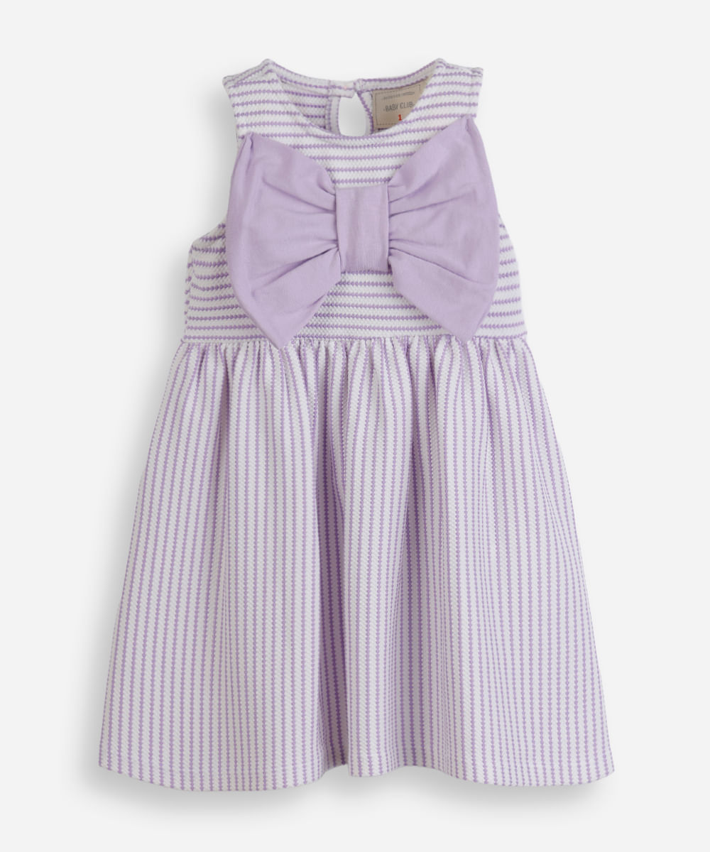 vestido infantil laços texturizado lilás