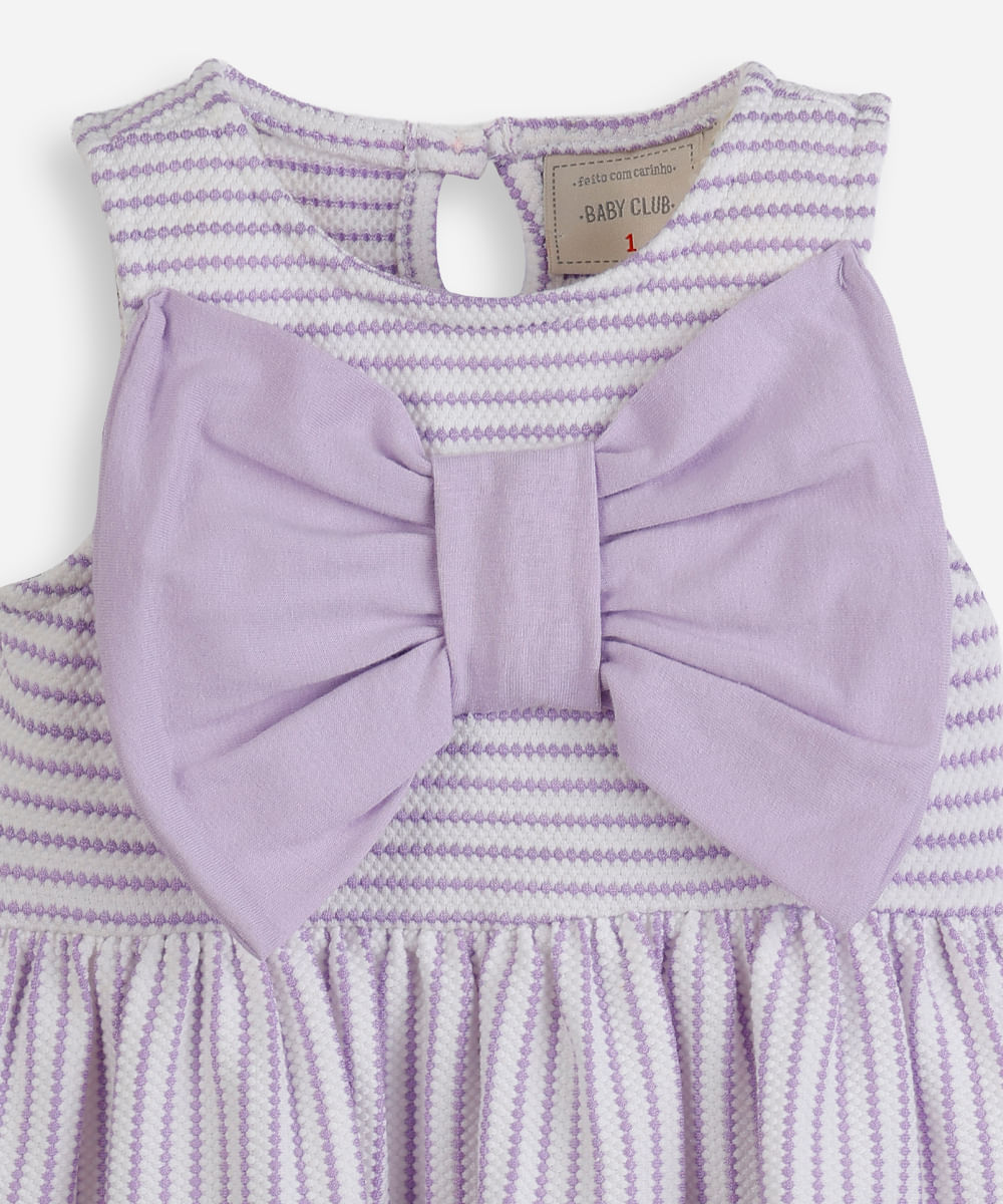 vestido infantil laços texturizado lilás