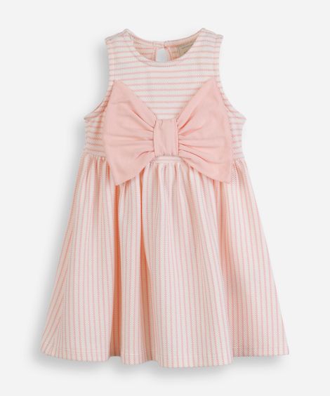 vestido infantil laços texturizado rosa
