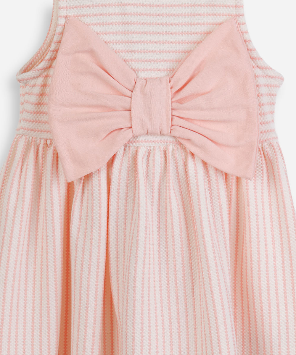 vestido infantil laços texturizado rosa