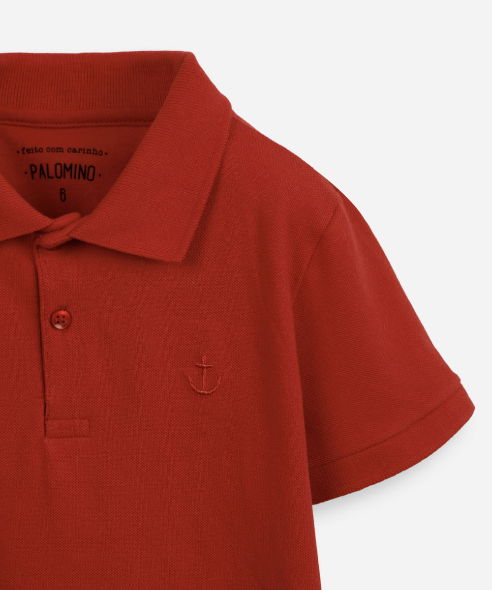 polo de algodão infantil âncora vermelha