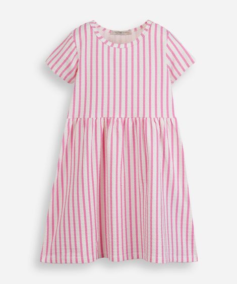 vestido infantil malha listrado texturizado colorido