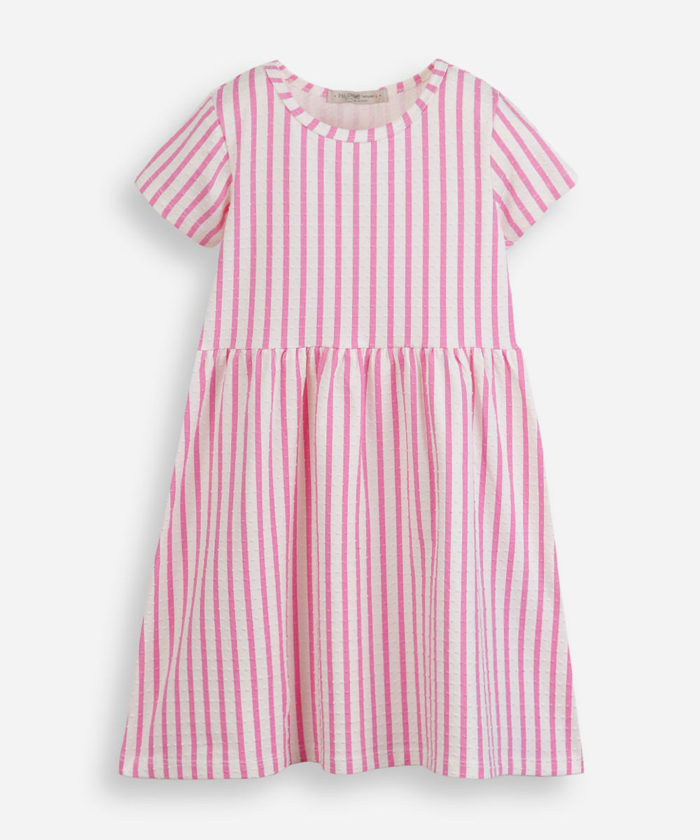 vestido infantil malha listrado texturizado colorido