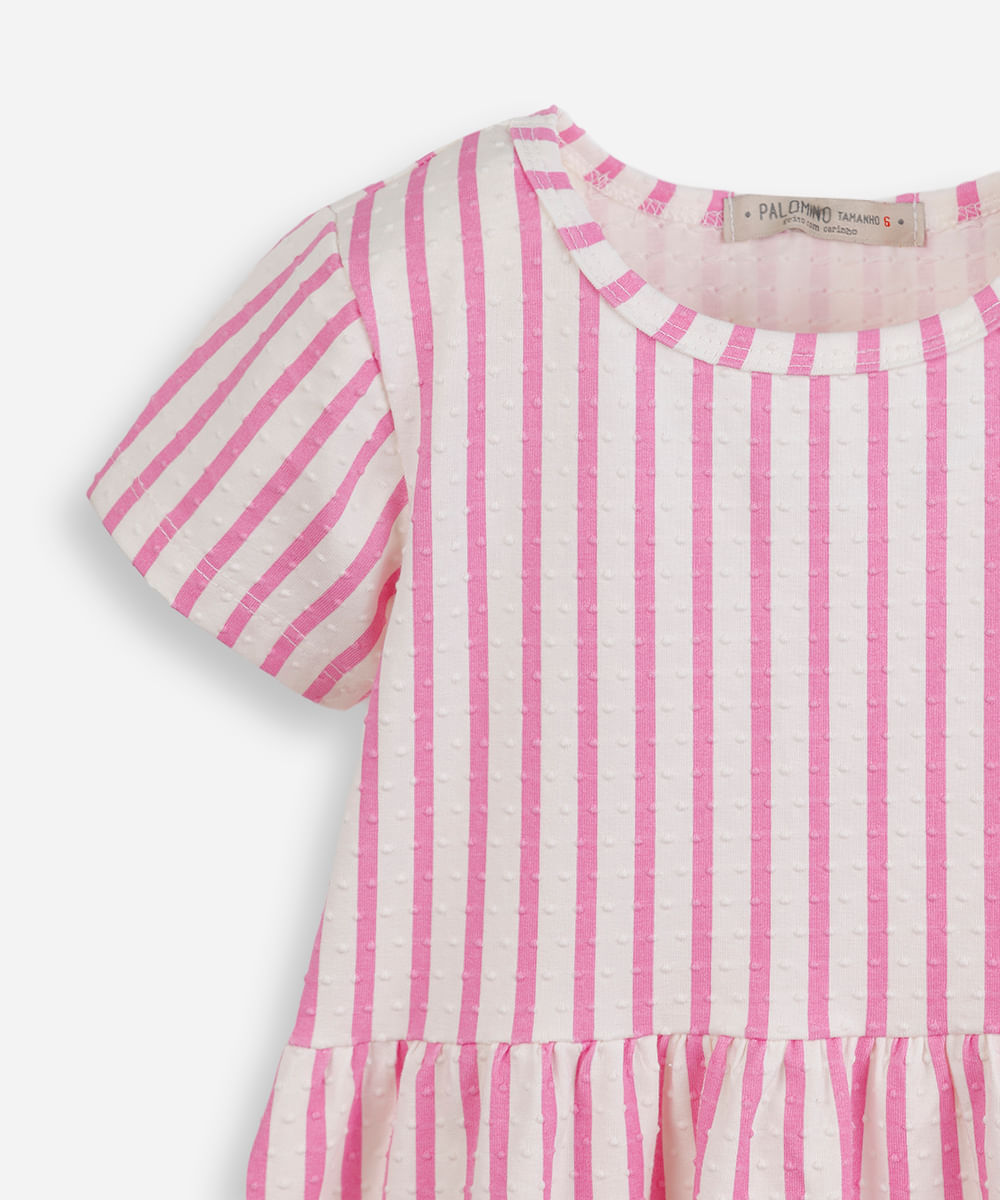 vestido infantil malha listrado texturizado colorido
