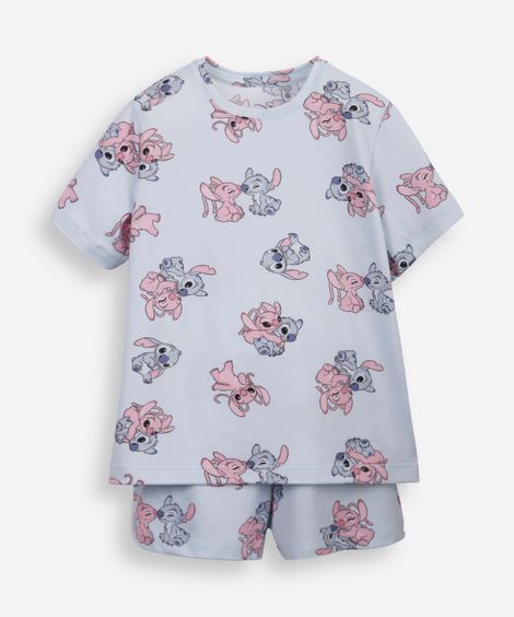 pijama curto infantil stitch azul