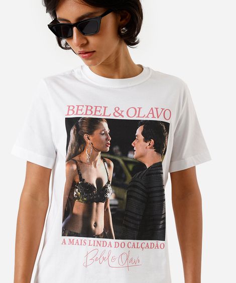 camiseta feminina de algodão bebel paraíso tropical off white