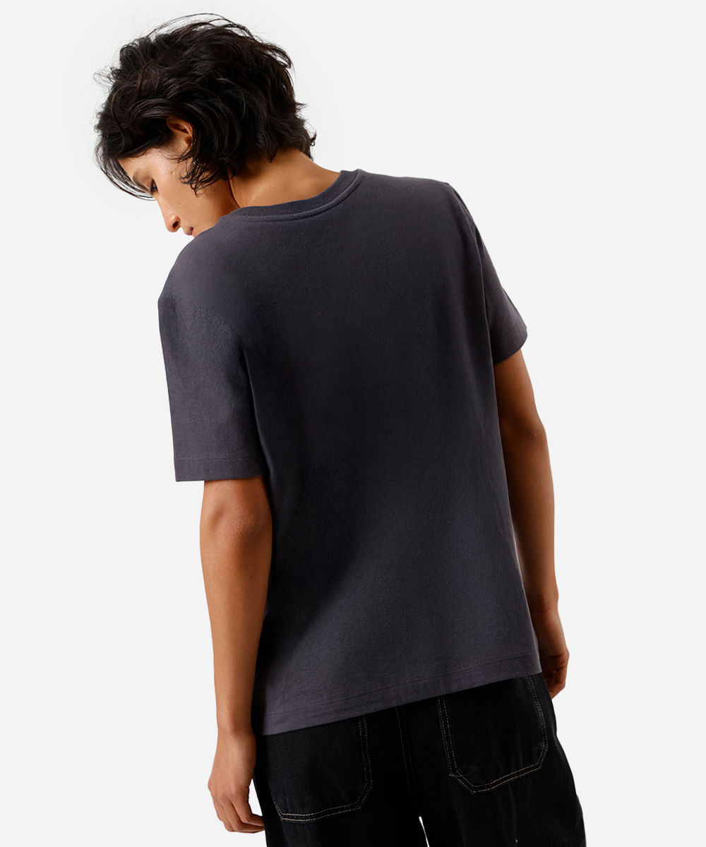 camiseta feminina de algodão bebel paraíso tropical cinza