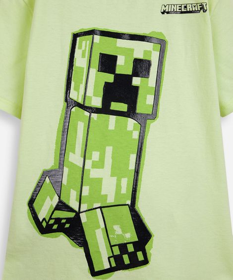 pijama curto infantil de algodão minecraft verde