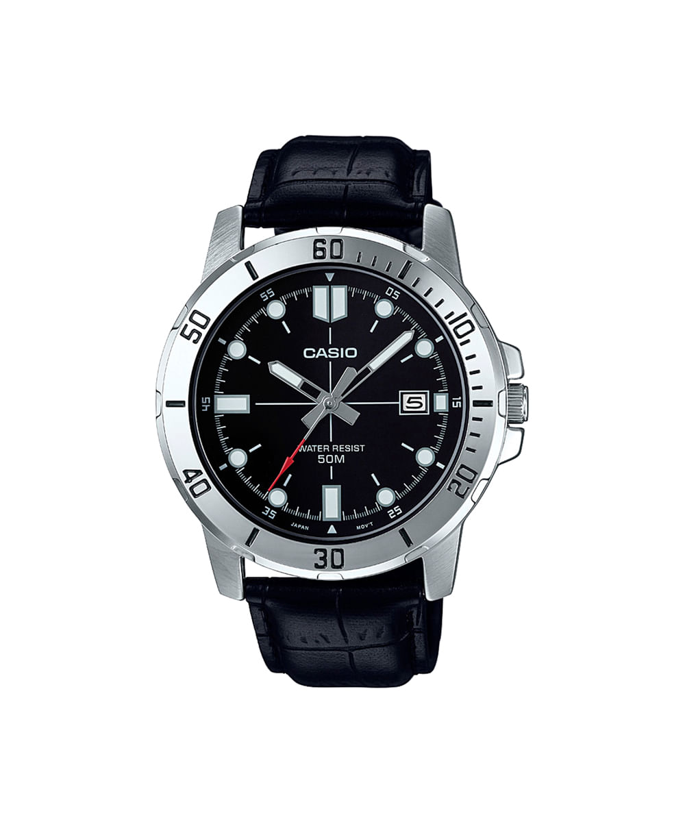 relógio masculino casio analógico calendário mtp vd01l 1bvudf prateado