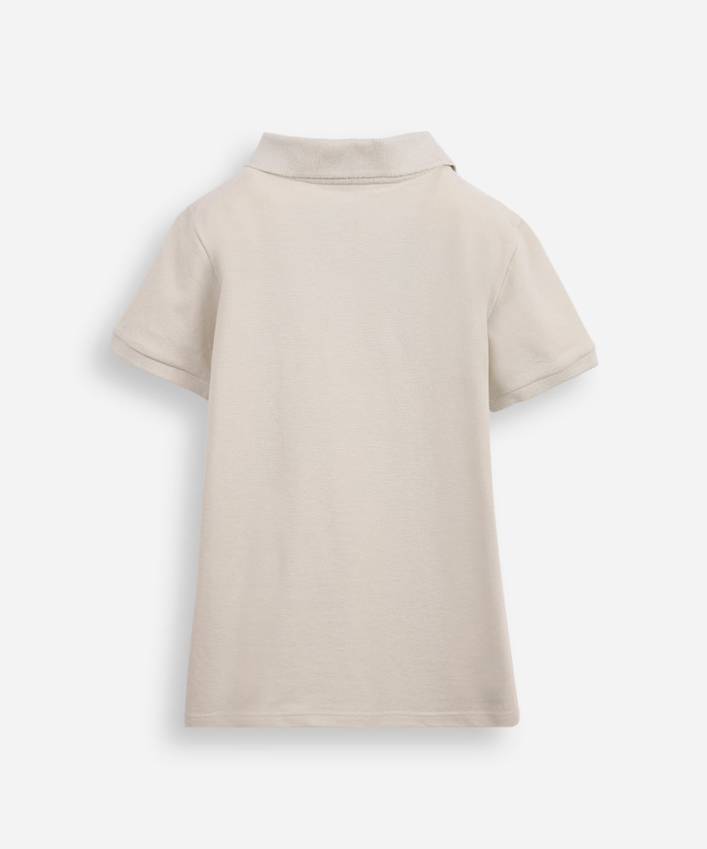 polo de algodão infantil âncora bege