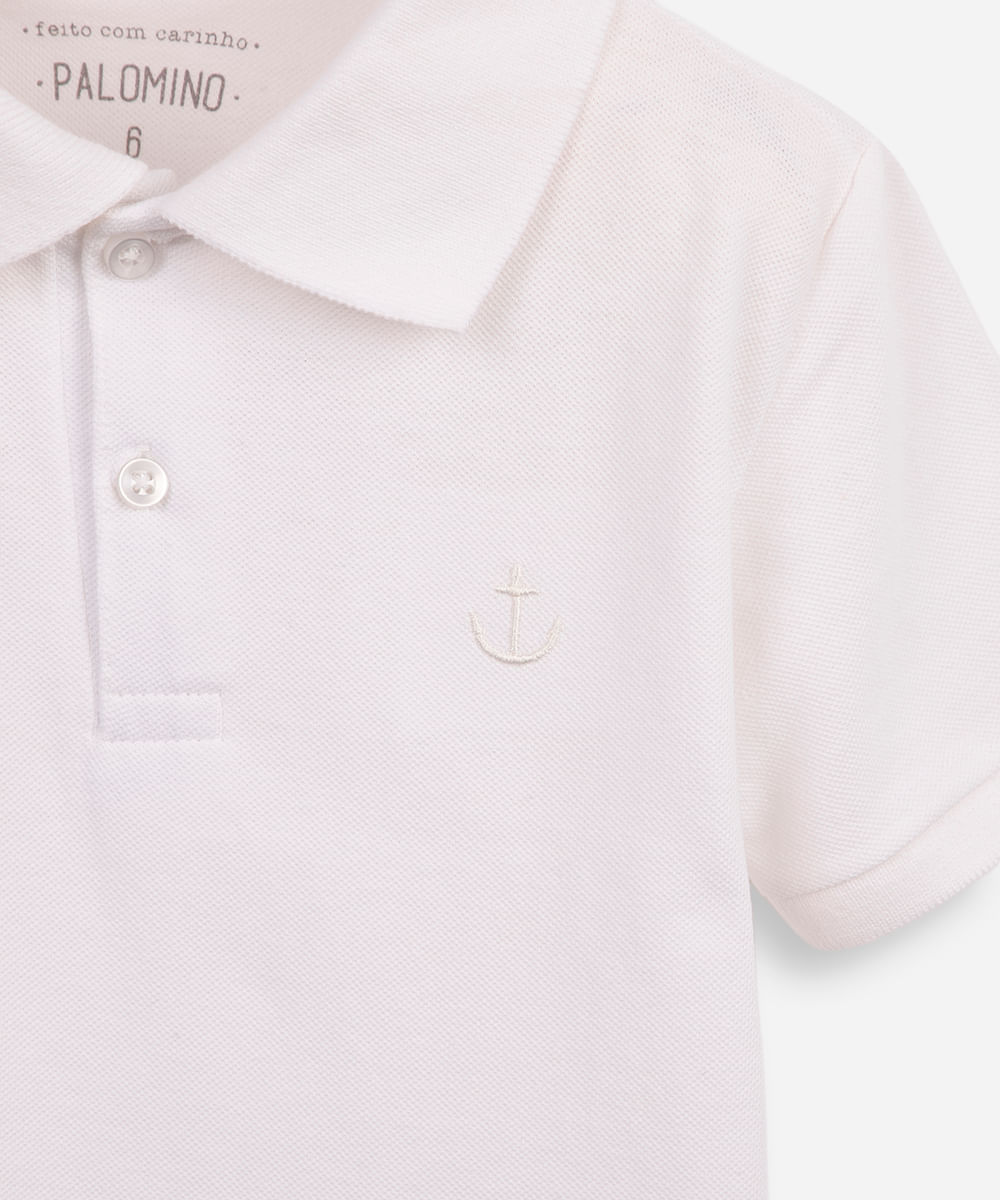 polo de algodão infantil âncora off white