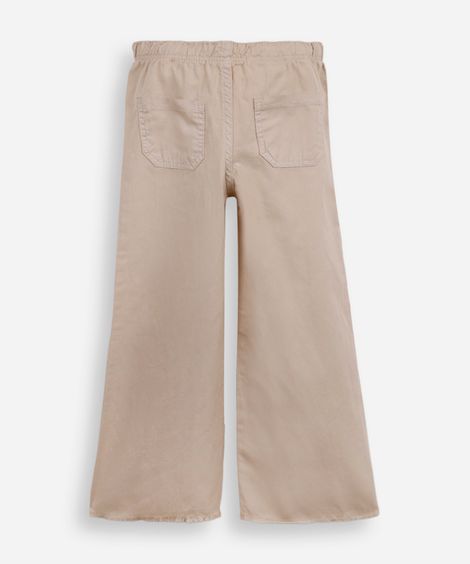 calça infantil wide leg cós elástico bege