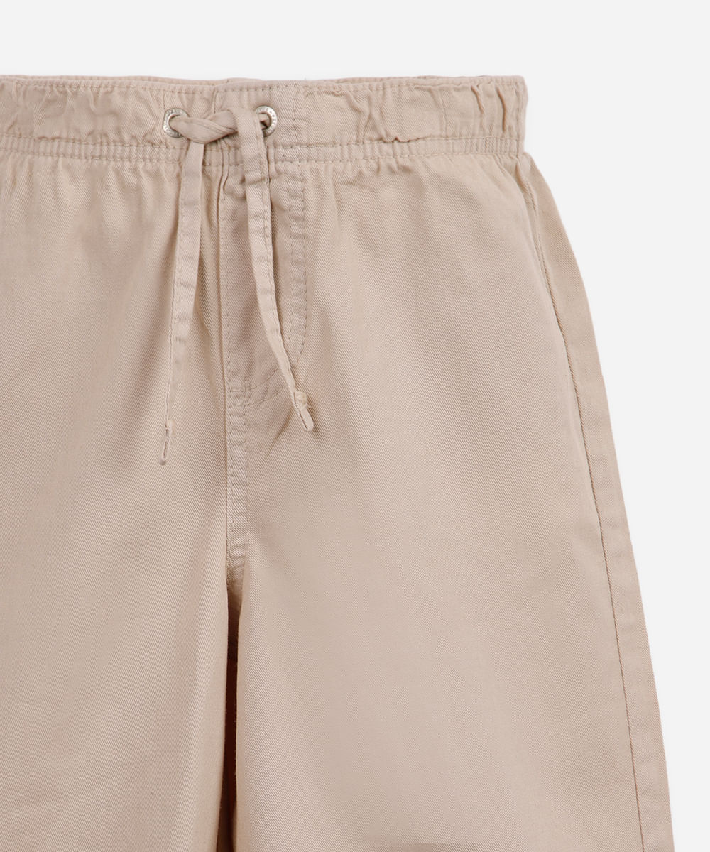calça infantil wide leg cós elástico bege