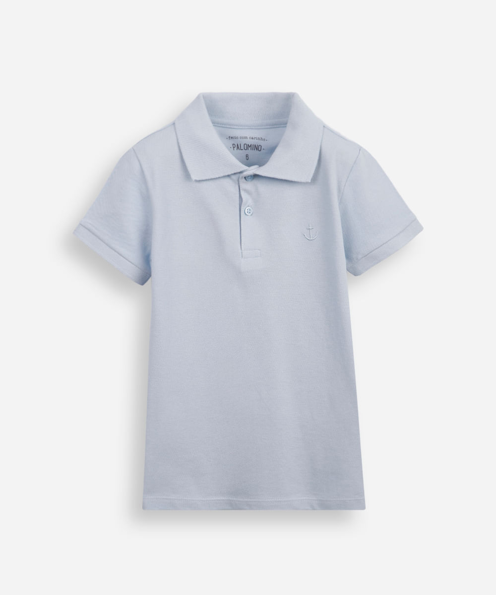 polo de algodão infantil âncora azul