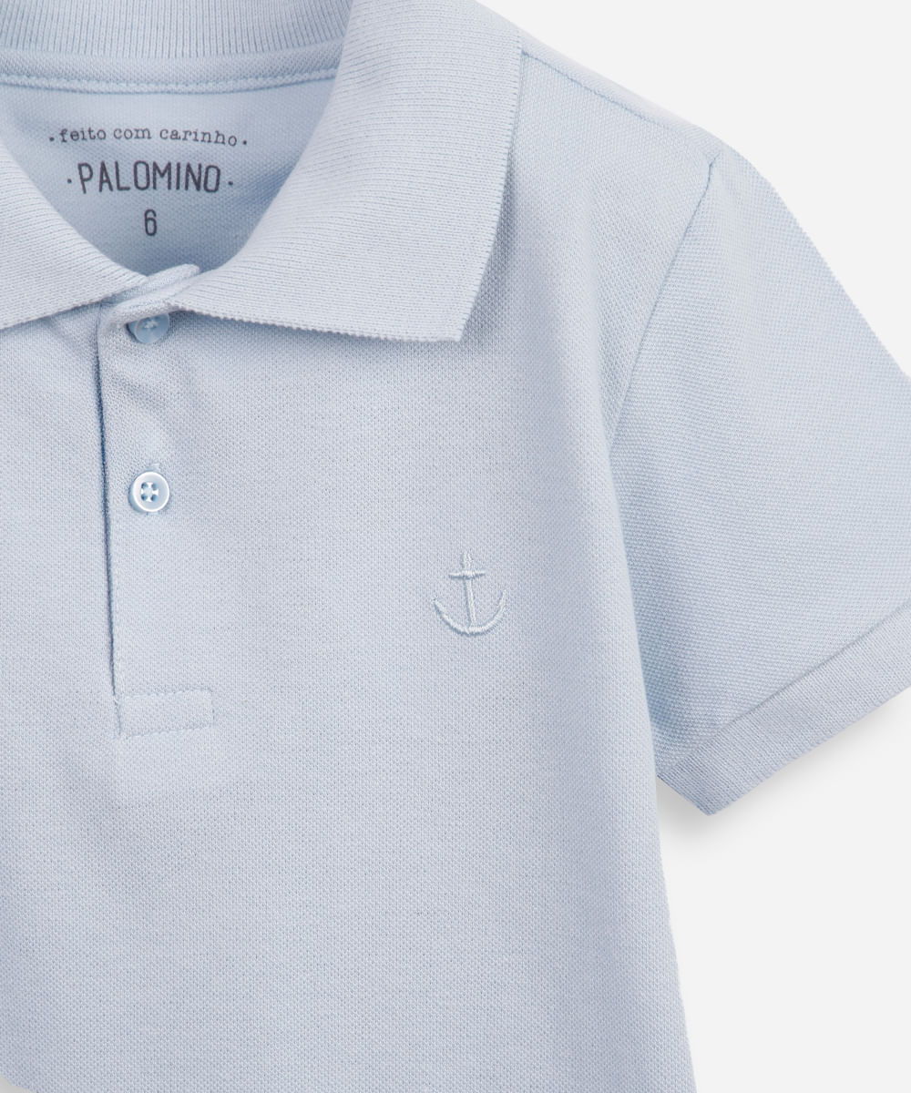polo de algodão infantil âncora azul
