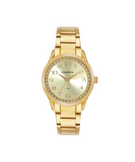 kit relógio feminino mondaine analógico 99764lpmvde2kc dourado